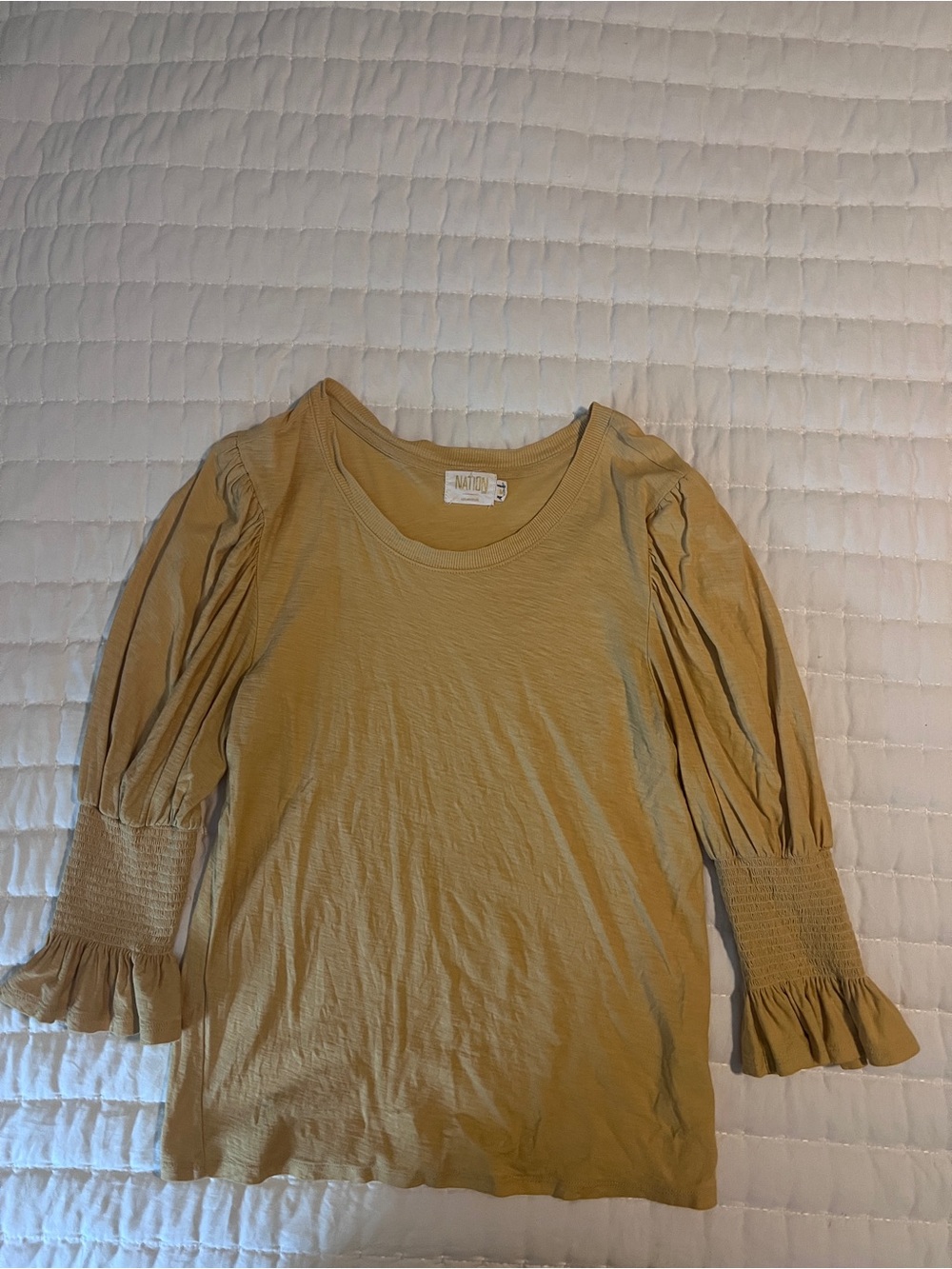 Nation LTD Mustard Puff-Sleeve Long Sleeve Top